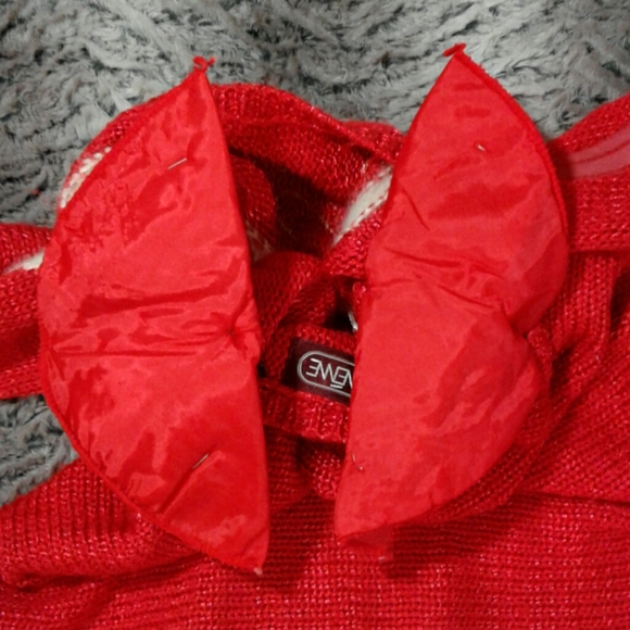 Firery flames red white suede knit vintage sweater - Picture 6 of 9